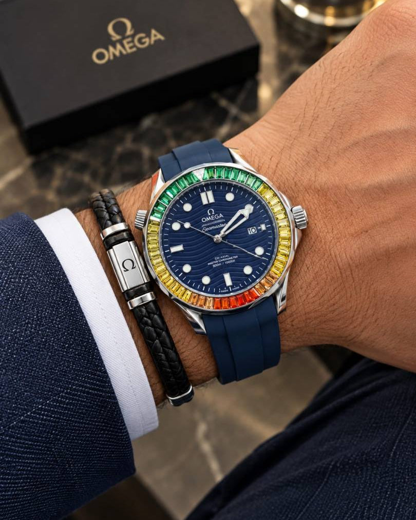 Omegga Seamaster Rainbow Silicon Blue