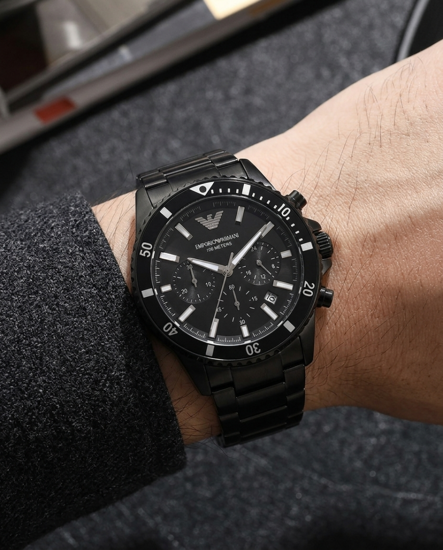 Emporio Armani 100Meter Chronograph Black