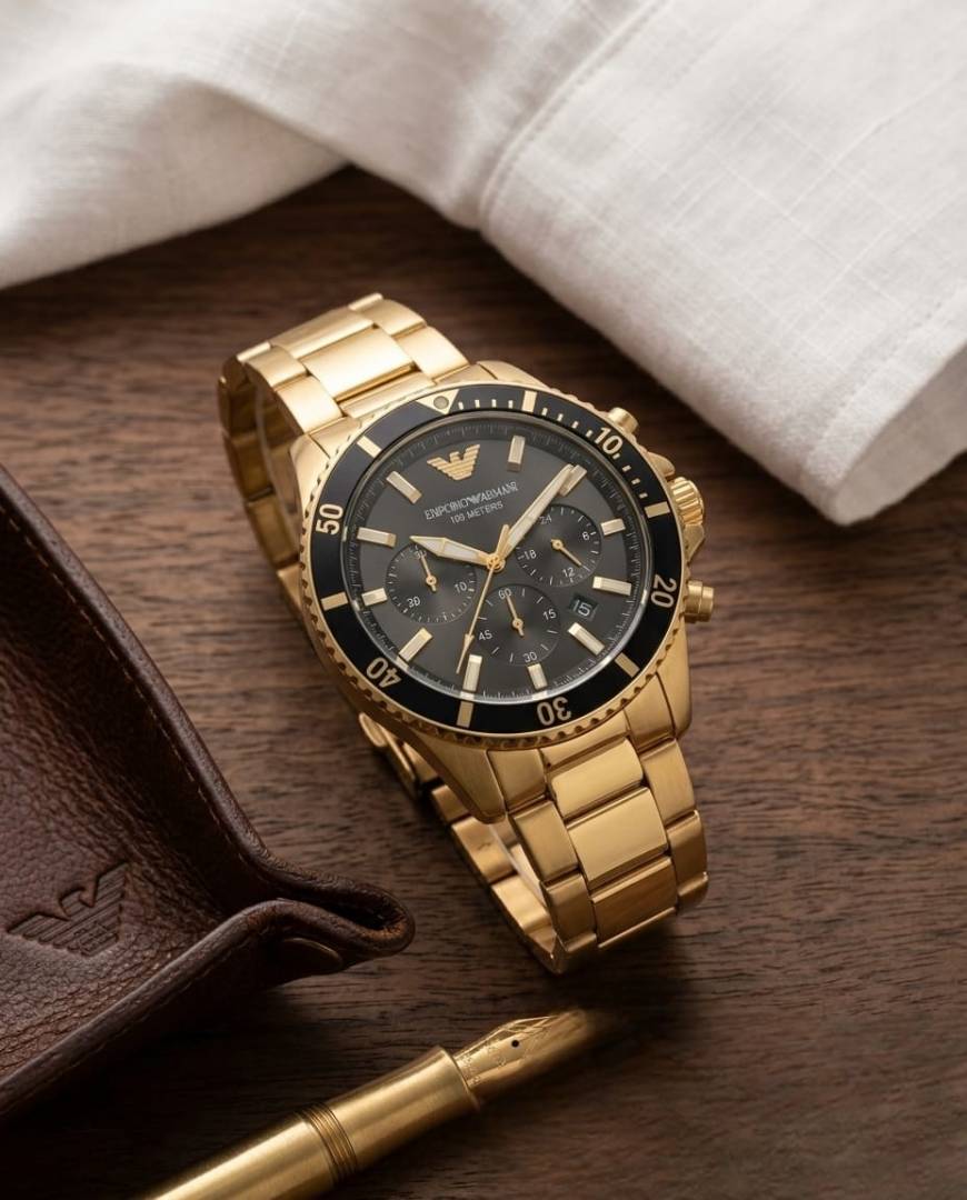 Emporio Armani 100Meter Chronograph Gold-Black