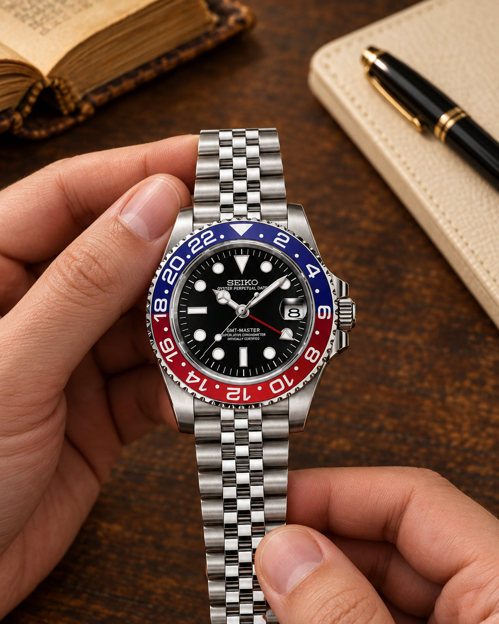 Seik o gmt red black silver