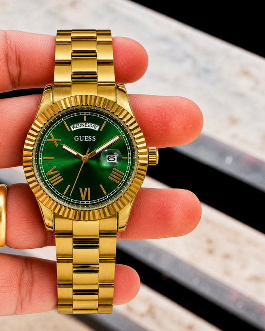 Gues s Day Date Men Gold Green