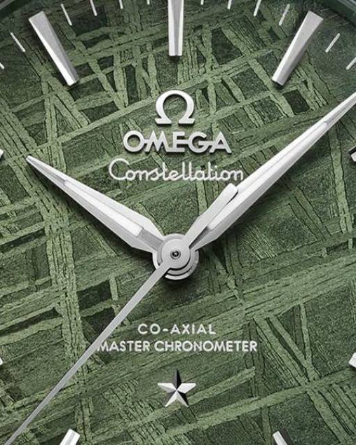 Omegha Constellation 41 mm Meteorite Watch silver green design