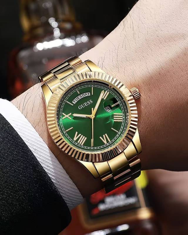 Gues s Day Date Men Gold Green