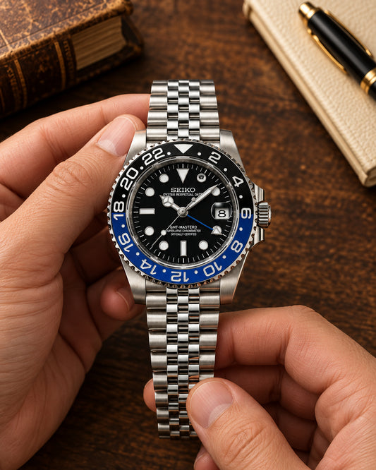 Seik o gmt black silver