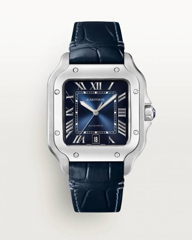 Cartiie_r Santos Automatic blue Roman ank