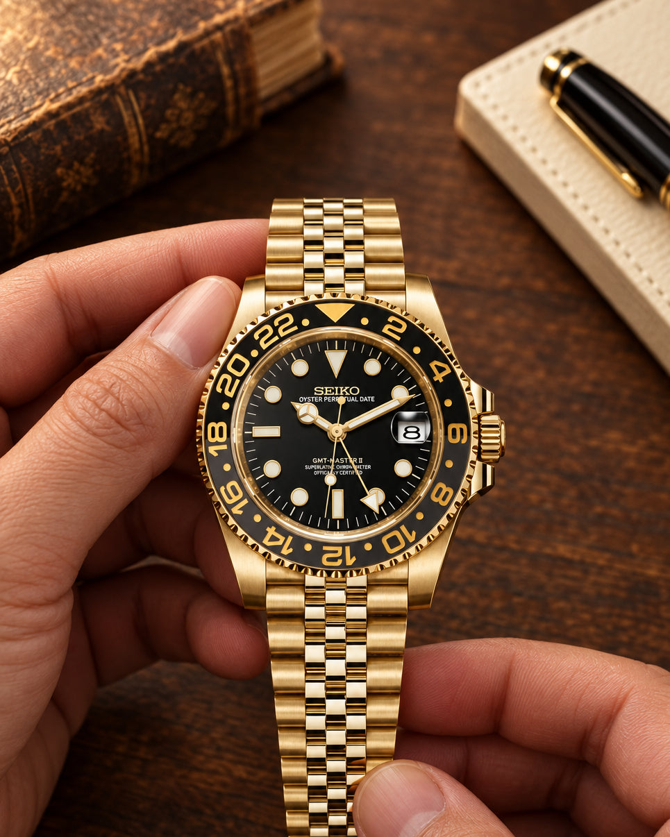 Seik o gmt full gold