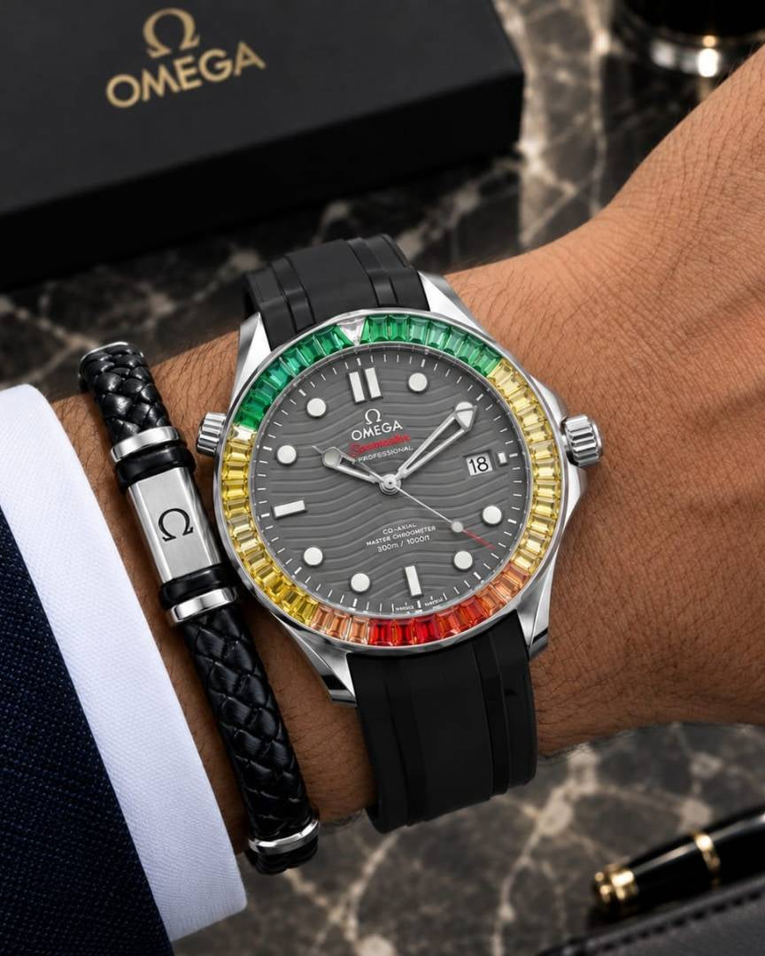 Omegga Seamaster Rainbow Silicon Grey Dial