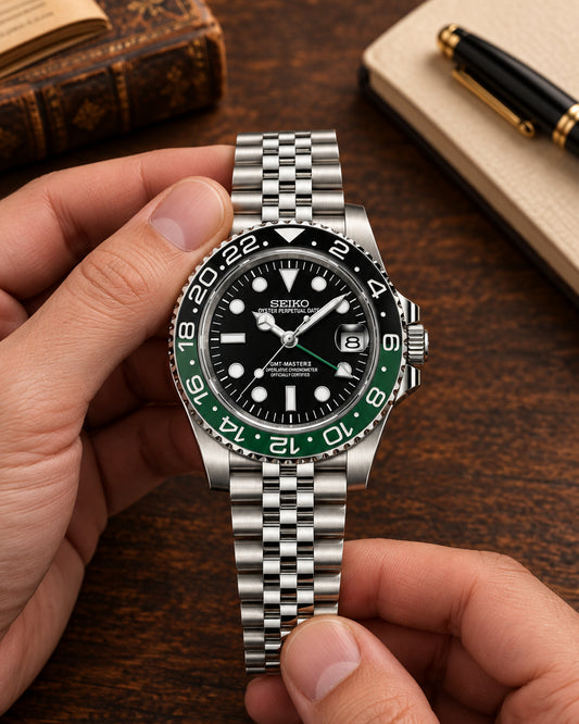 Seik o gmt green Silver