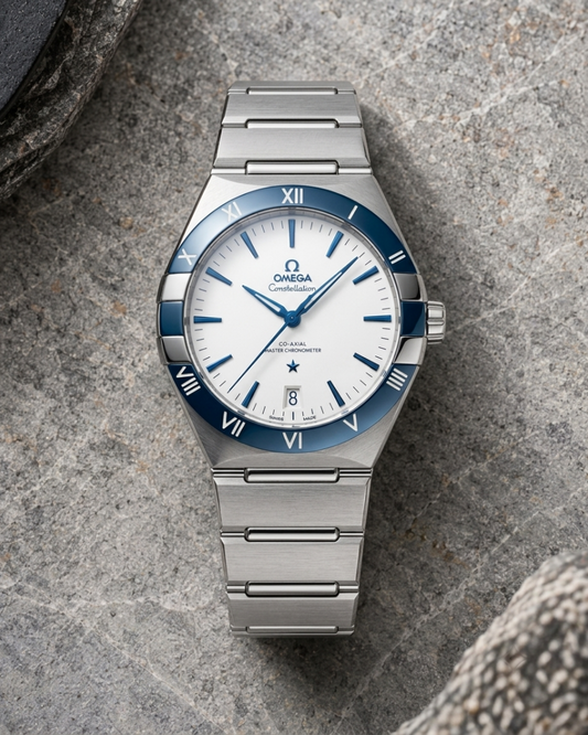 Omegha Constellation 41 mm Meteorite Watch silver Blue plan