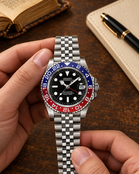 Seik o gmt red black silver