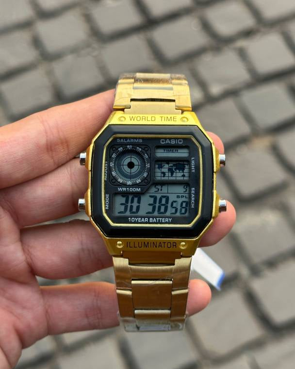 Casiio illuminator world time gold